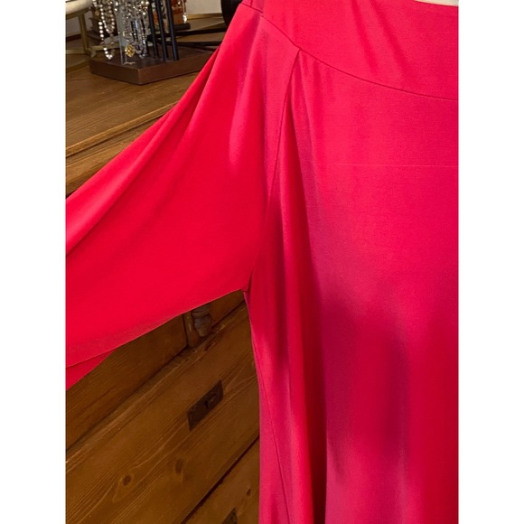 Chicos Red‎ Boat Neck 3/4 Sleeve Flowy Top Shirt Women's Size 2 - Picture 5 of 12